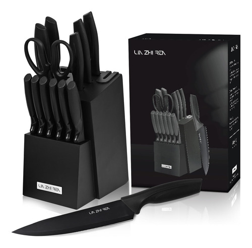 Set De Cuchillos De Cocina Con Bloque Y Afilador, 15 Piezas