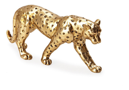 Estátua Decorativa Pantera Leopardo Enfeite Em Poliresina