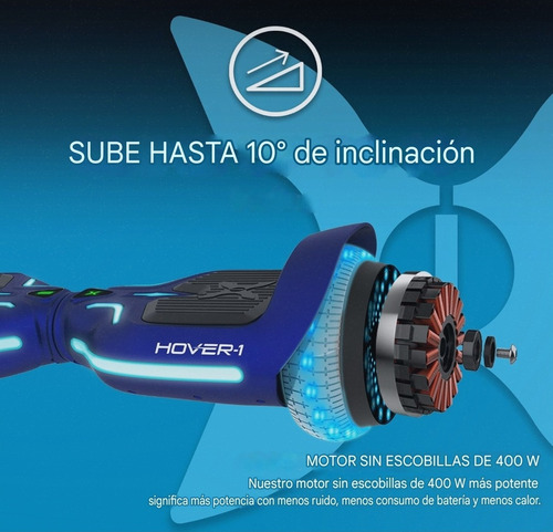 Hover-1 I-100 Motor 400w 11kmph Bluetooth Ruedas Led 6.5 PLG