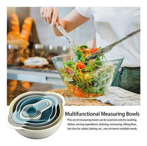 Cuencos Anidables Con Tazas Medidoras Colador De 8 Piezas