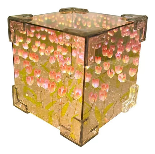 Tulipán Tridimensional Cubo Mágico Diy Luz De La Noche