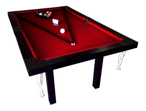 Mesa de Pool Deportes Brienza Semiprofesional de 1.85m x 1.1m x 0.8m color negro, paño rojo y redes color blanco