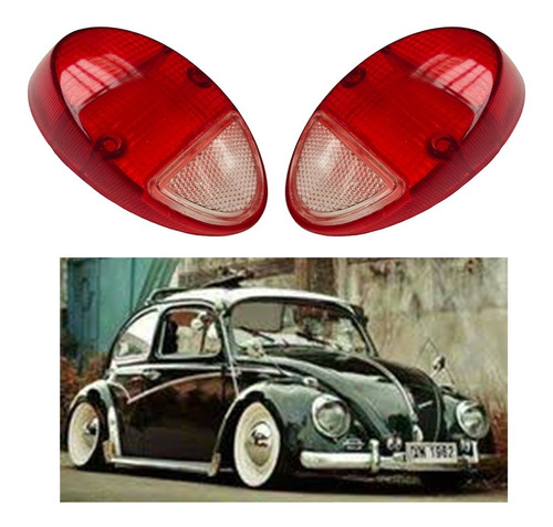 Par De Micas Calavera Vw ( Vocho ) 60-69 Bicolor Rojo/transp