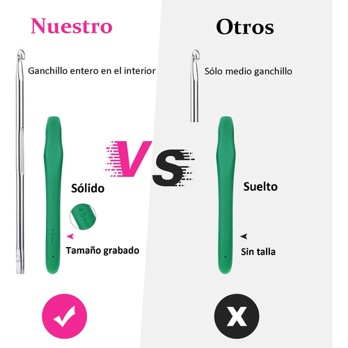 Crochet Kit 11 Tallas, Gganchos Para Tejer Ergonómicas Con