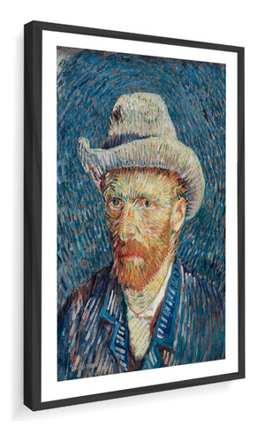 Quadro Decorativo Van Gogh Auto Retrato Chapéu Feltro 60x73