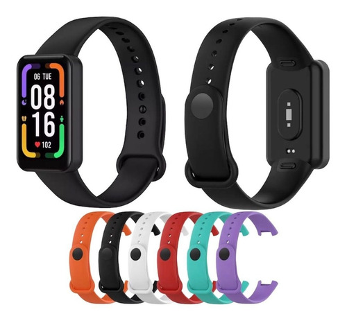 Kit 3 Pulseiras Silicone Colorida Para Redmi Smart Band Pro Cor Preto