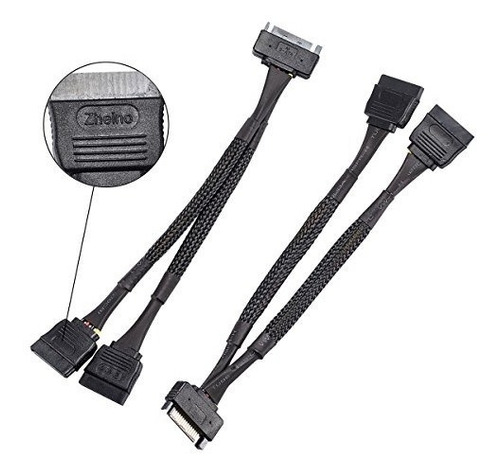 Zheino 2 Pack 15 Pines A Doble 15 Pines Sata Cable Divisor D