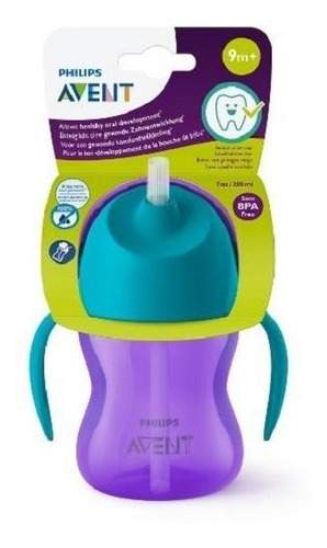 Imagen 5 de 5 de Vaso Pitillo Avent Tapa Giratoria Nuevo Modelo 200ml 9m+