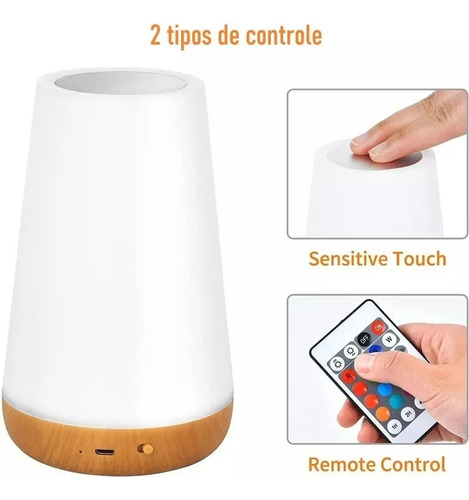 A Abajur Luminária Led Rgb Lâmpada Mesa Touch Controle