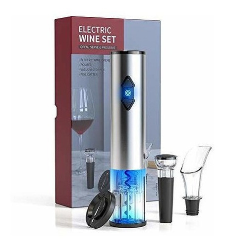 Saca Cochos Vino Champan Eléctrico Abridor Botellas Kit