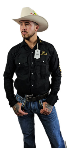Camisa Ariat Bordado En Un Solo Color