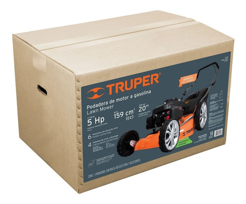 Imagen 4 de 4 de Podadora de césped a gasolina Truper P-520 color naranja con potencia de 5hp 20" de capacidad de corte