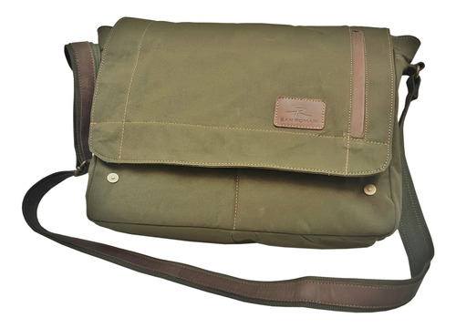 Imagen 2 de 6 de Cartero Morral San Roman Lona Impermeable Unisex Cuero