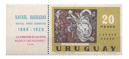 Uruguay Año 1972 Ae 390 Pintura R Barradas Mint+viñeta  