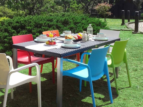 Silla Moderna Para Comedor Terraza De Polipropileno Set De 4 Estructura De La Silla Turquesa