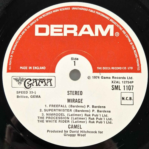 Camel - Mirage (1974) 1era Ed Inglesa Vinilo Estándar (Usado)