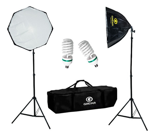 Kit Softbox Octabox Com Grid Lâmpadas Suportepotente Greika