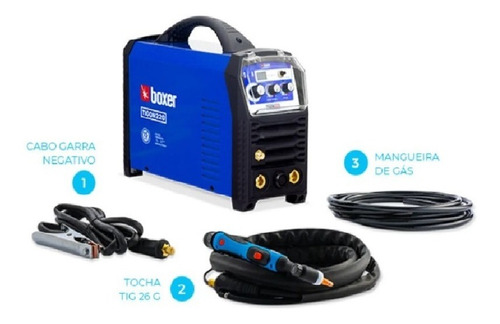 Máquina de solda inverter Boxer Tigon 220 azul 220V