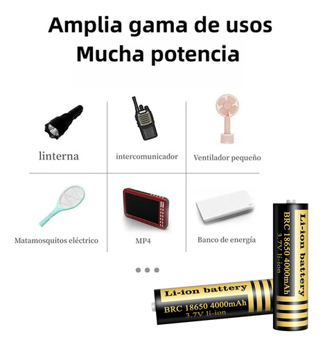 Cargador Y Pilas Recargable 3.7v 18650 4 Batería Recargable,USB cargador de baterías de litio con 4pcs 18650 baterías