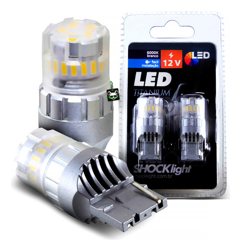  Kit Lâmpada Led Titanium 1 Polo T20 12v Branco Luz Ré Teto