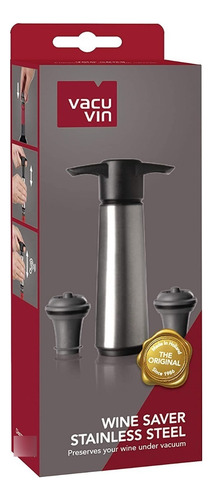 Vacuvin Bomba De Vacio Acero Para Botellas Vino 2 Tapones Color Acero Inoxidable