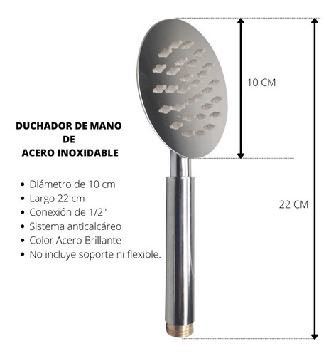 Imagen 3 de 10 de Mango Duchador De Mano Acero Inoxidable 201 Anti Calcáreo