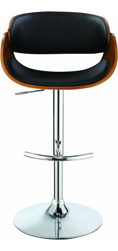 Taburete De Bar Ajustable Negro Y Cromado