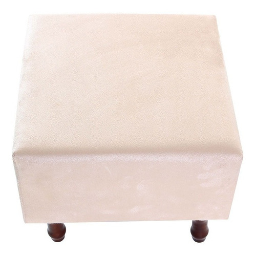 Taburete Puff Foam cuadrado de 40 cm, gamuza, color beige