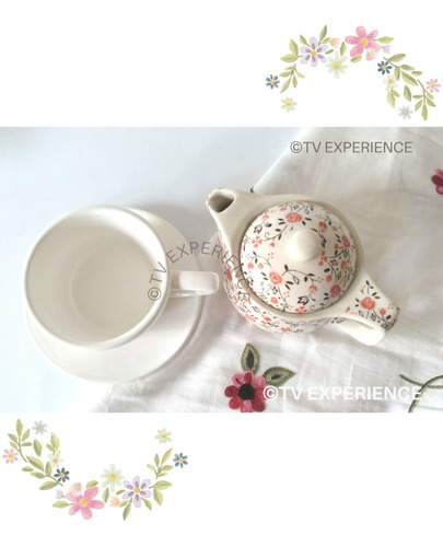 Imagen 3 de 7 de Tetera Porcelana China C/infusor Y Taza De Té/juego De Té