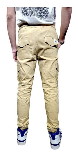 Pantalon No Name Jogger Cargo Gabardina Elastizada Ocre