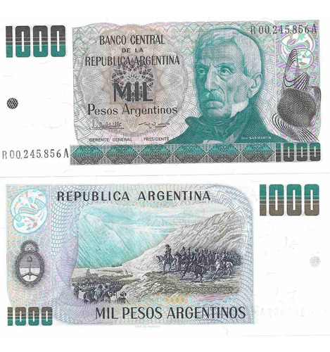 Billete 1000 Pesos Argentinos Bottero 2636b Reposicion