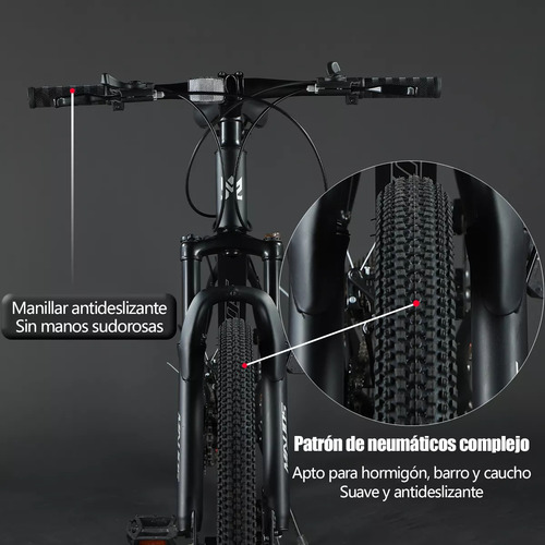Bicicleta De Montaña 21 Velocidades Amortiguación Ajustable R26 Doble Suspensión Disco Mecánico Regalo de accesorios kit Color Negro