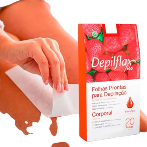 Kit 10 Folhas Prontas Corporais Depilflax Morango 200un