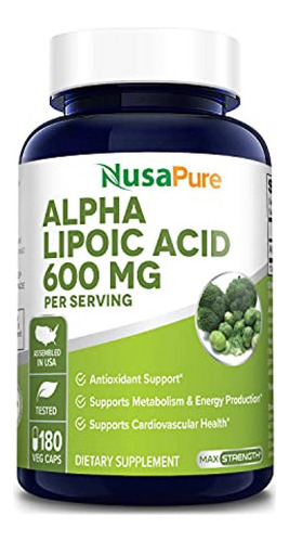 Ácido Alfa Lipoico 600 Mg Por Porción 180 Cápsulas Vegeta