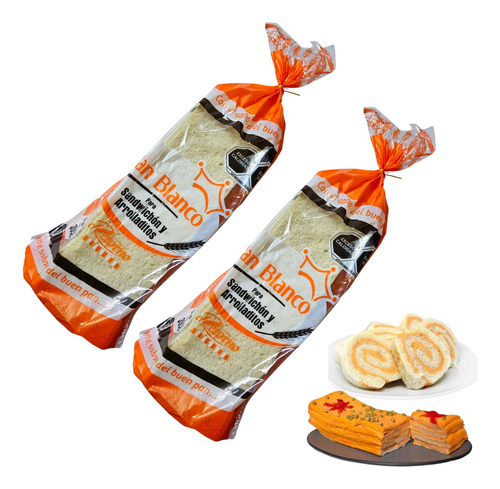 2 Bolsas Pan De Sandwichón Y Arrolladitos Yucateco 390 G C/u