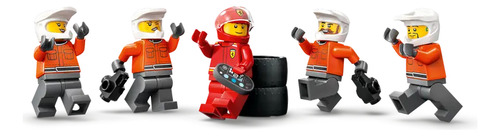Lego City Parada Pits De F1 Equipo Mecánicos Auto Ferrari 322 Lego City