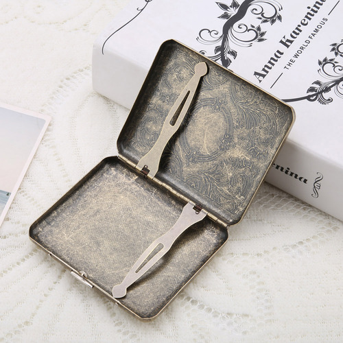 Caja De Cigarrillos De Metal De Bronce Retro Soporte De