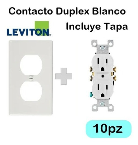 10 Pack Contacto Duplex Con Tapa Leviton Blanco 