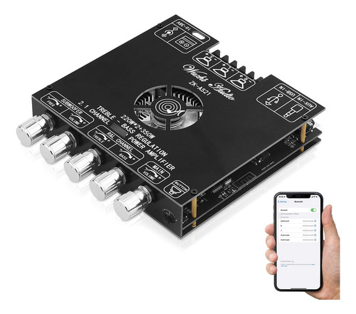 Amplificador De Audio Zk Modelo As21 Bluetooth 5.1 220w 350w Color 0 W