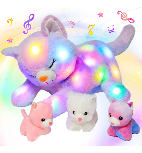 Hopearl Juego De Peluche Musical Con Luces Led De Gato Con .