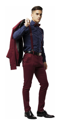 Imagen 2 de 5 de Smoking Bordo Elastizado