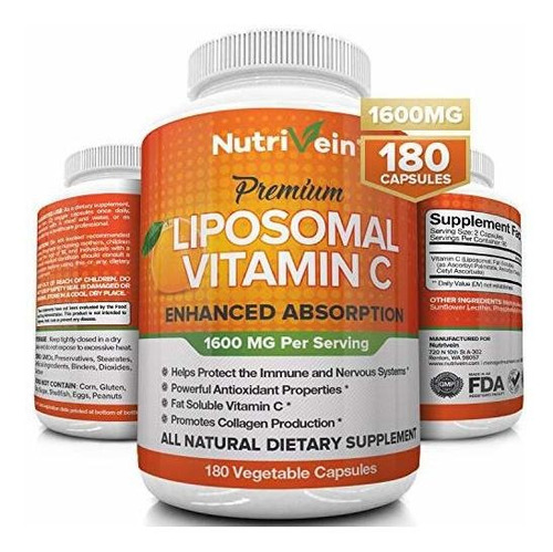 Nutrivein Liposomal Vitamina C 1600 Mg - 180 Capsulas - Acid