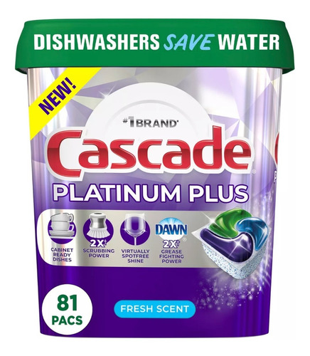 Cascade Platinum Plus  Detergente Lavavajillas Fresh Pods 81