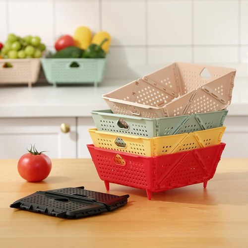 Colador Plegable De Plástico, Cesta De Drenaje Plegable Con