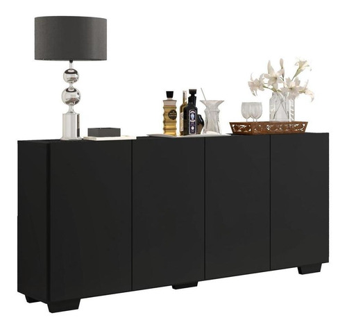 Aparador Buffet Multimóveis Veneza 4 Portas Fg3557 Preto