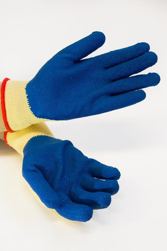 Guantes Tareas Varias Recubiertos Latex Azul.