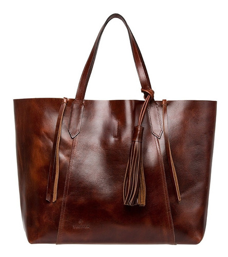 Bolsa Mujer Cafe Camel Tote Shopper 100% Piel Moda Original