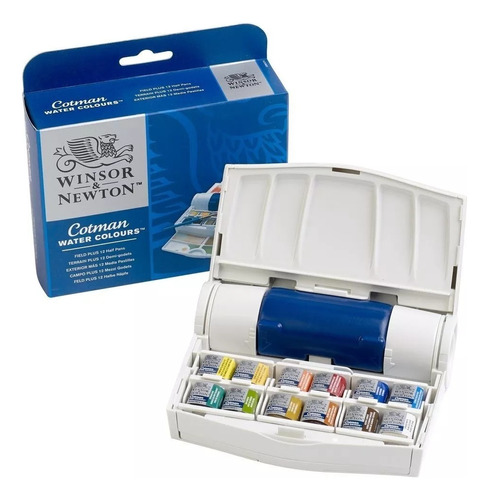 Set Acuarelas Cotman Winsor & Newton X12 Pincel Paleta