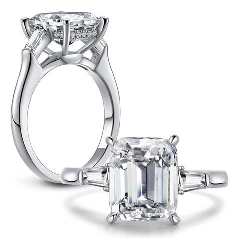 Anillo Diamante D De Talla Esmeralda 2 Quilates Para Mujer