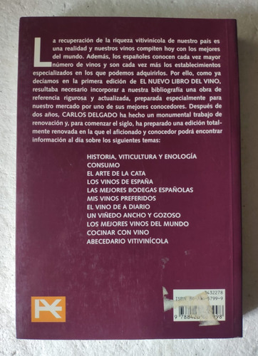 El Nuevo Libro Del Vino - Carlos Delgado - Alianza Editorial (Usado)